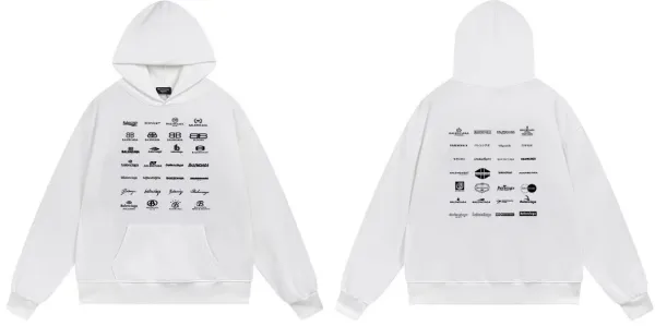 Balenciaga Logo Archive Hoodie White - 1