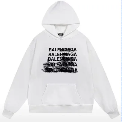 Balenciaga Repeat Logo Print White Hoodie - 1