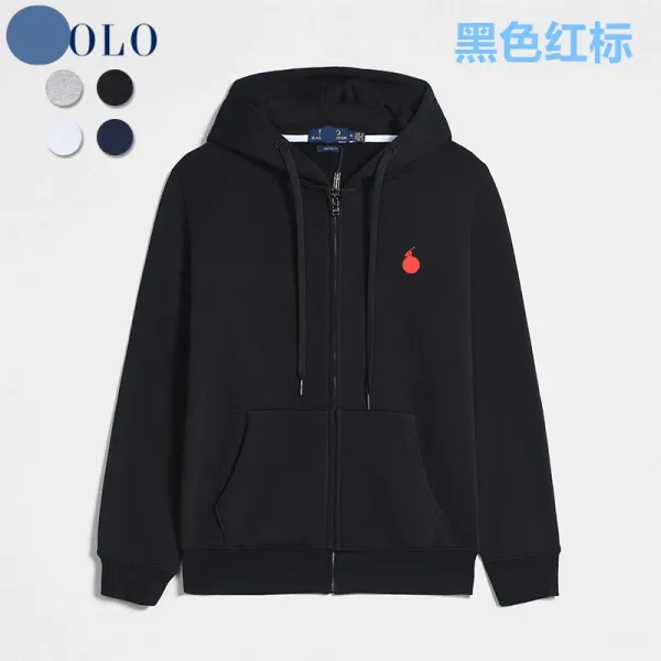 Polo Ralph Lauren Black Red Logo Full-Zip Hoodie - 1