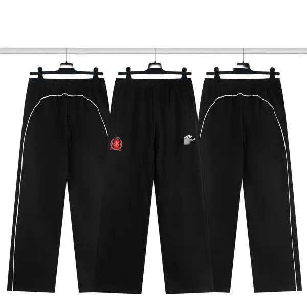Adidas Sweatpants Black with White Stripe and Crest Logo - 1