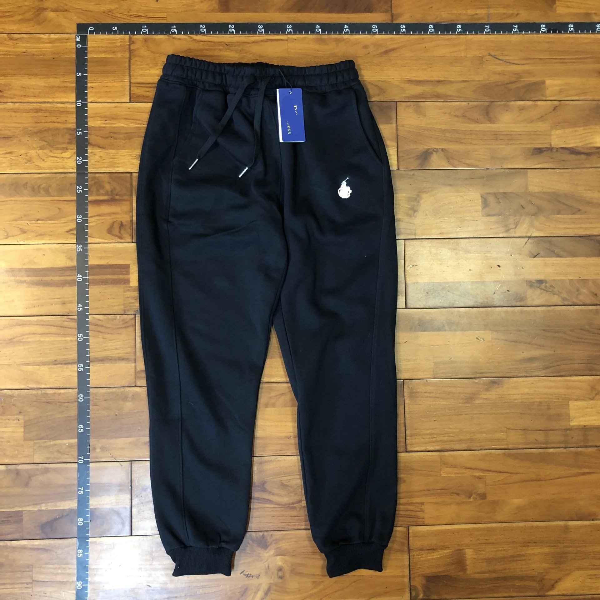 Design Minimalist Jogger Pants Navy with White Logo Sweatpants - 11