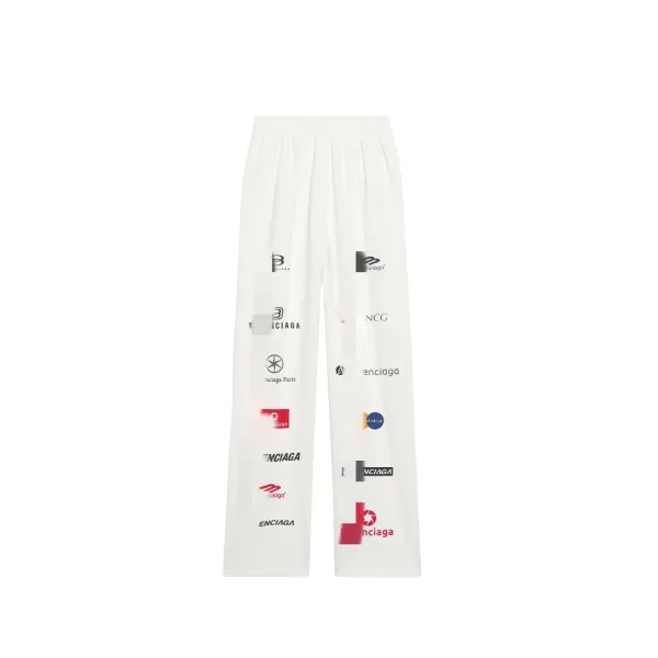 Balenciaga Logo Print Wide-Leg Sweatpants White - 1