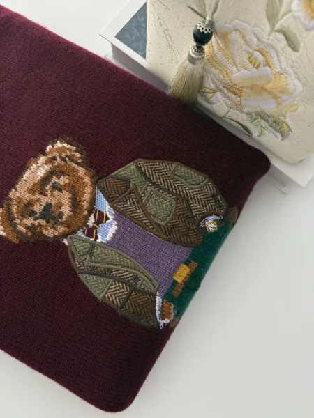 Polo Ralph Lauren Bear Embroidered Sweater Burgundy - 5