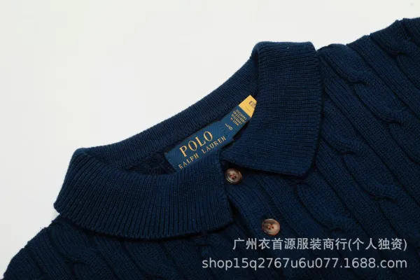 Polo Ralph Lauren Cable Knit Polo Gray Sweater - 4