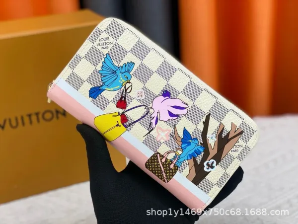 Louis Vuitton Damier Azur Bird Print Long Wallet Multicolor - 1