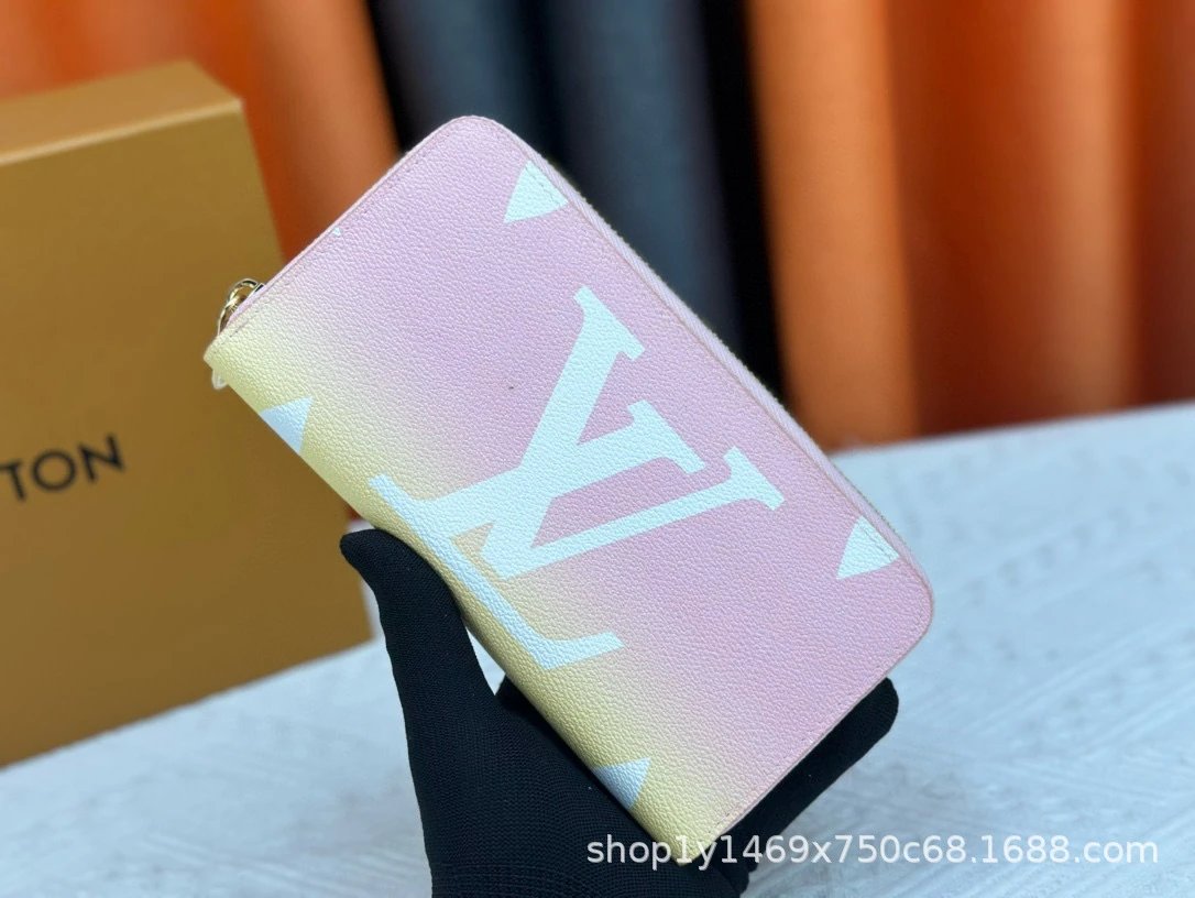 Louis Vuitton Monogram Gradient Pink Yellow Long Wallet