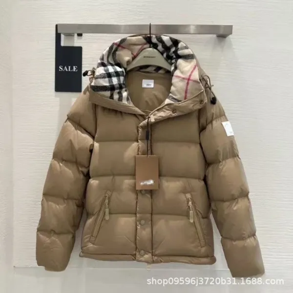 Burberry Check-Trimmed Down Jacket Beige - 1