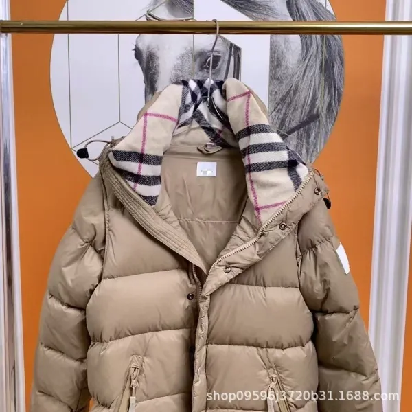 Burberry Check-Trimmed Down Jacket Beige - 19