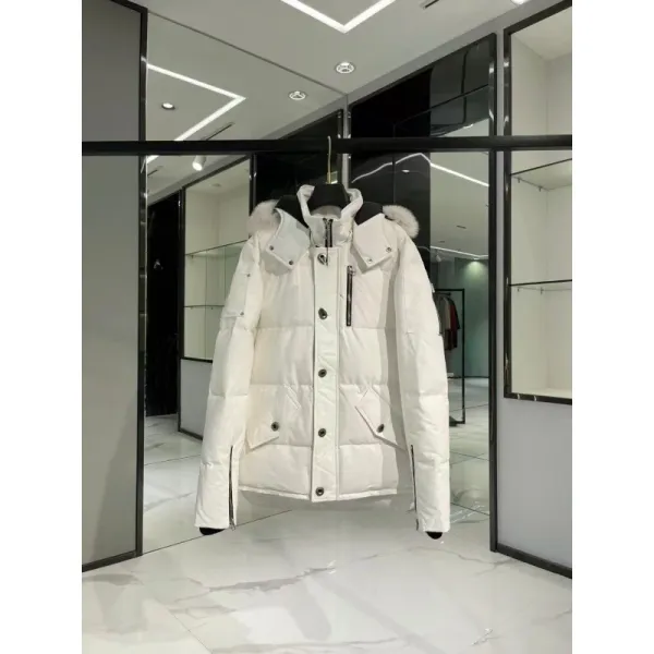 Moncler Maya Down Jacket White Fur-Trimmed Parka - 1