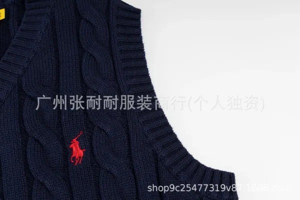 Polo Ralph Lauren Cable Knit V-Neck Vest Pink Vest Top - 8