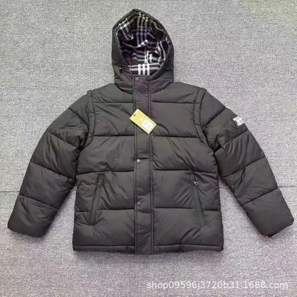 Burberry Check-Trimmed Down Jacket Beige - 3