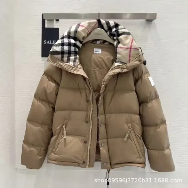 Burberry Check-Trimmed Down Jacket Beige - 16