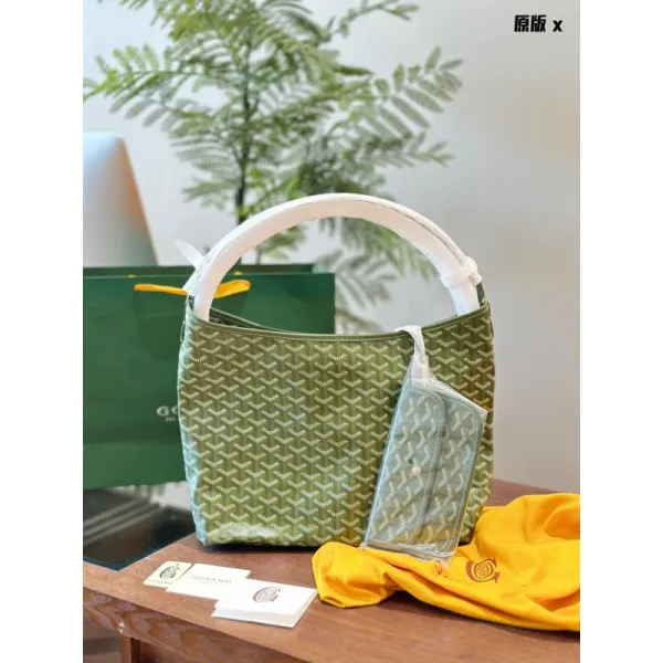 Goyard Saint-Louis PM Green Chevron Canvas Hobo Bag - 1