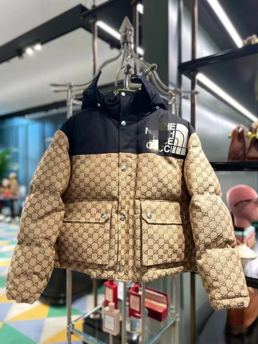 Gucci GG Monogram Puffer Jacket Beige Outerwear Down Jacket - 6