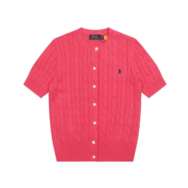 Polo Ralph Lauren Cable Knit Short-Sleeve Cardigan Pink - 1