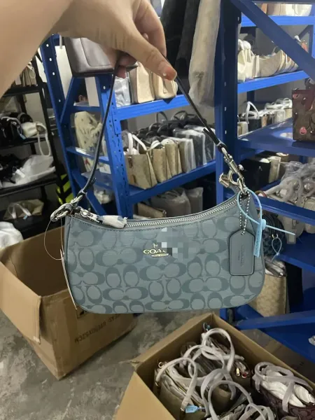 Coach Mini Hobo Bag Light Blue Signature Print Shoulder Bag - 1