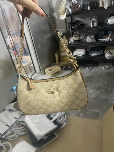 Coach Hobo Bag Beige Signature Canvas Shoulder Bag - 6