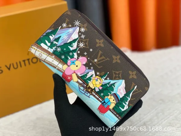 Louis Vuitton Monogram Winter Scene Zip Around Long Wallet Multicolor - 1