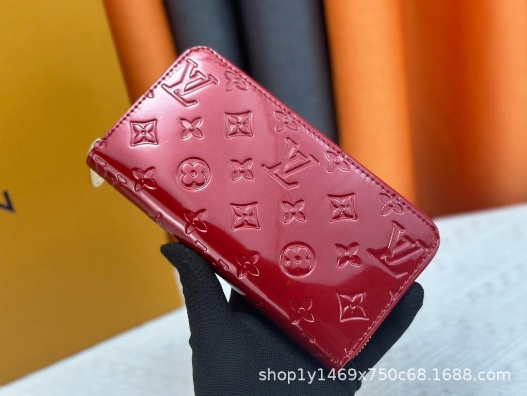Louis Vuitton Monogram Vernis Zippy Wallet Red Long Wallet