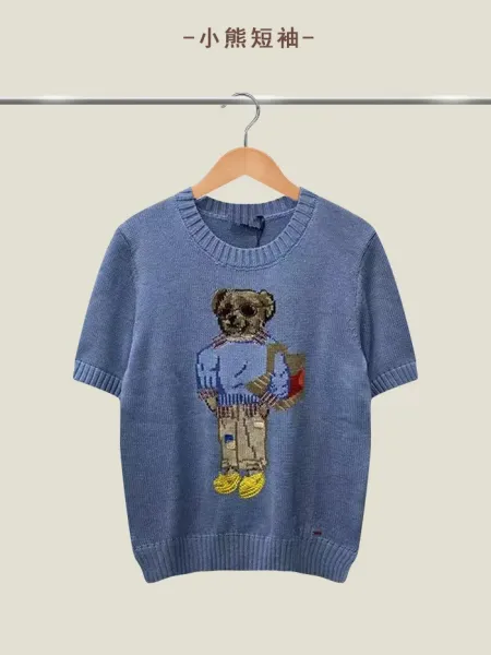 Polo Ralph Lauren Bear Knit Short-Sleeve Sweater Blue - 1