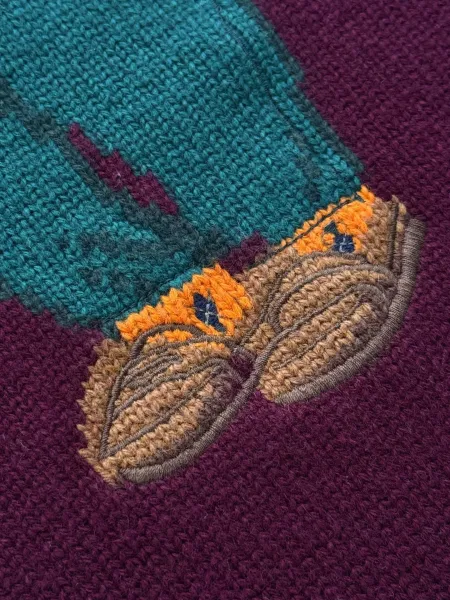 Polo Ralph Lauren Bear Embroidered Sweater Burgundy - 9