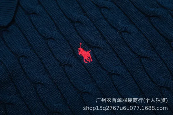 Polo Ralph Lauren Cable Knit Polo Gray Sweater - 9