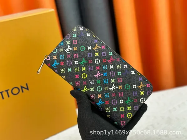 Louis Vuitton Multicolor Monogram Zip Around Wallet Black Long Wallet - 1