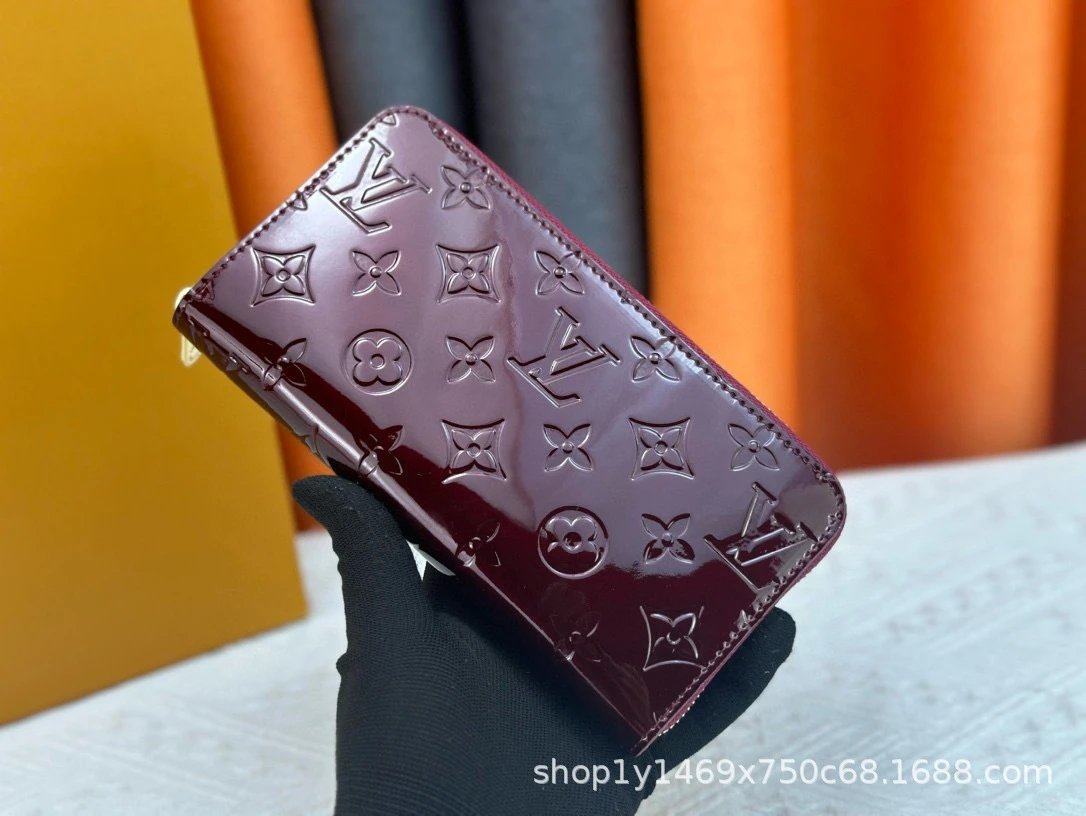 Louis Vuitton Monogram Vernis Zippy Wallet Burgundy Long Wallet