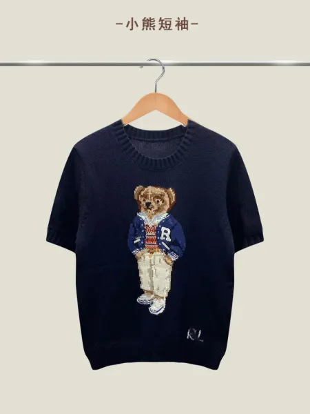 Polo Ralph Lauren Bear Knit Short-Sleeve Sweater Navy - 1