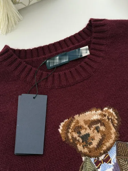 Polo Ralph Lauren Bear Embroidered Sweater Burgundy - 6