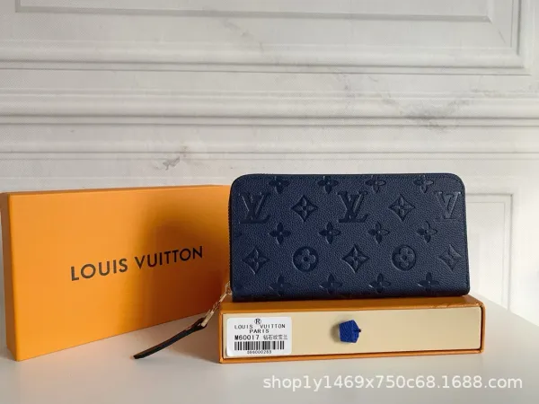 Louis Vuitton Monogram Empreinte Zippy Wallet Navy Blue Long Wallet - 1