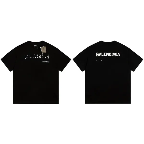 Balenciaga Distorted Logo Black T-Shirt - 1