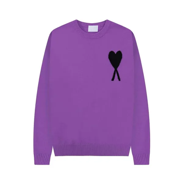 Comme des Garçons Play Heart Logo Purple Knit Sweater - 1
