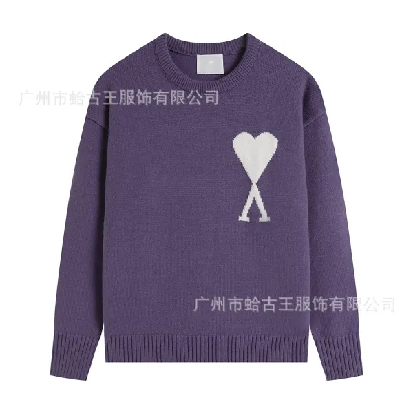 Ami Paris Heart Logo Knit Sweater Purple - 1
