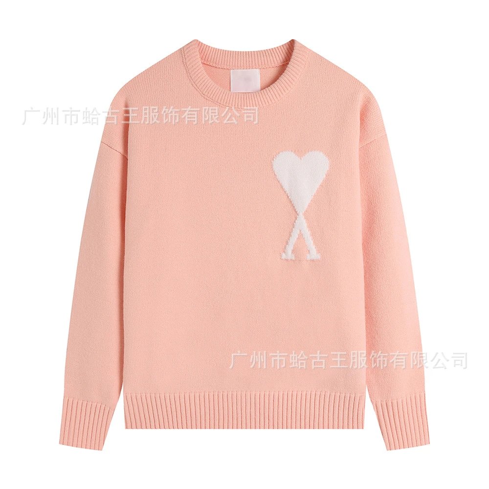 Ami Paris Heart Logo Knit Sweater Pink - 1