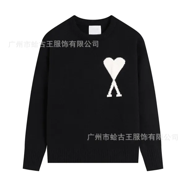 Ami Paris Heart Logo Knit Sweater Black - 1