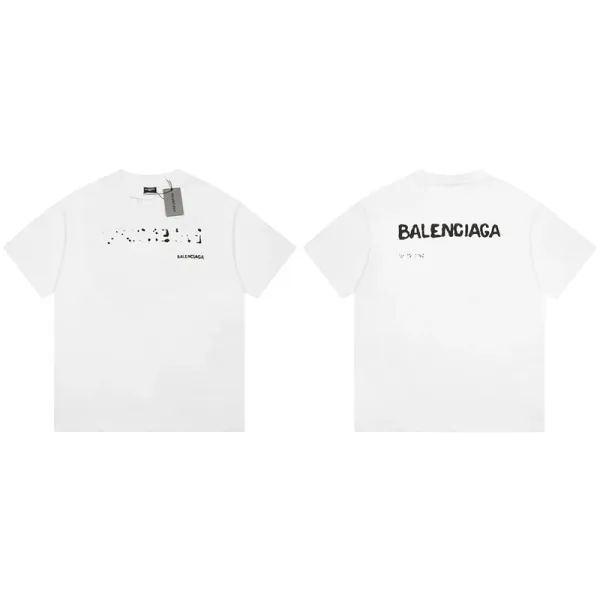 Balenciaga Distorted Logo White T-Shirt - 1