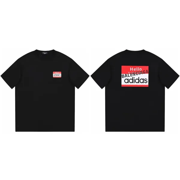 Balenciaga x Adidas Hello Name Tag Black T-Shirt - 1