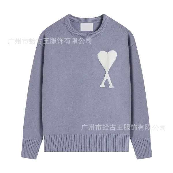 Ami Paris Heart Logo Knit Sweater Lavender - 1