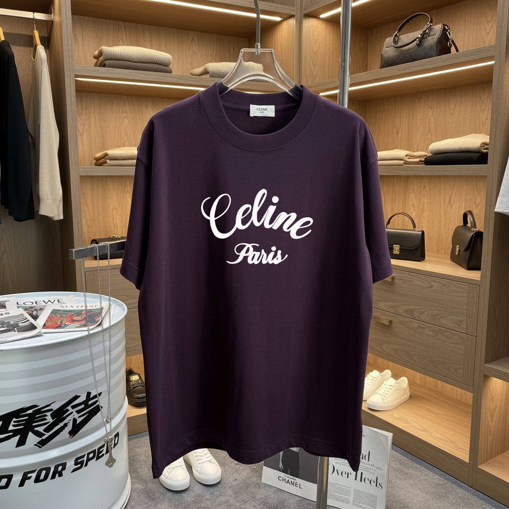 CELINE Paris Logo Unisex Cotton T-Shirt
