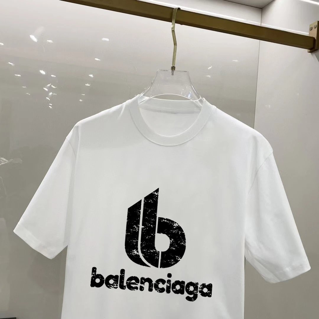 Balenciaga Distressed Logo Cotton T-Shirt Unisex Streetwear
