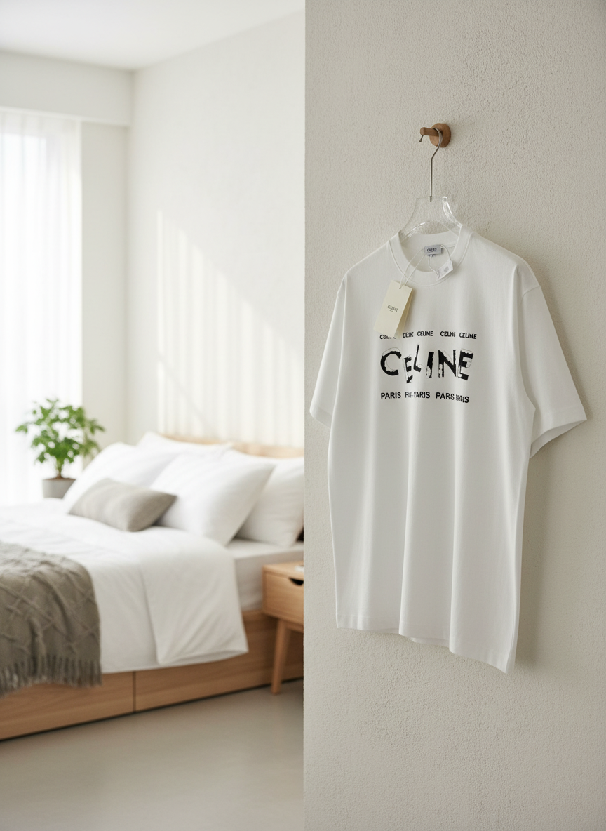 CELINE Paris White Cotton Unisex T-Shirt