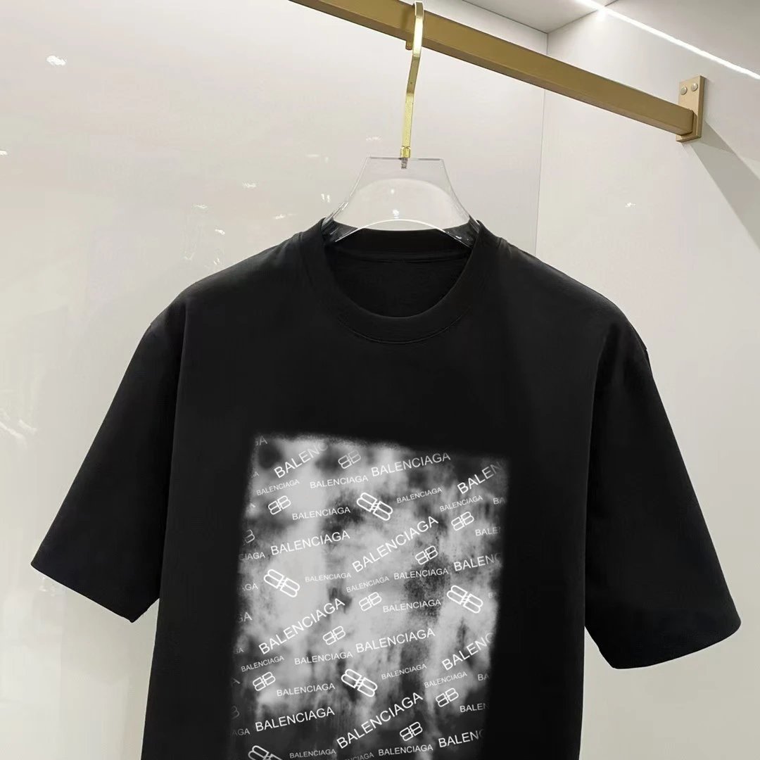 Balenciaga Black Logo Men's Cotton T-Shirt