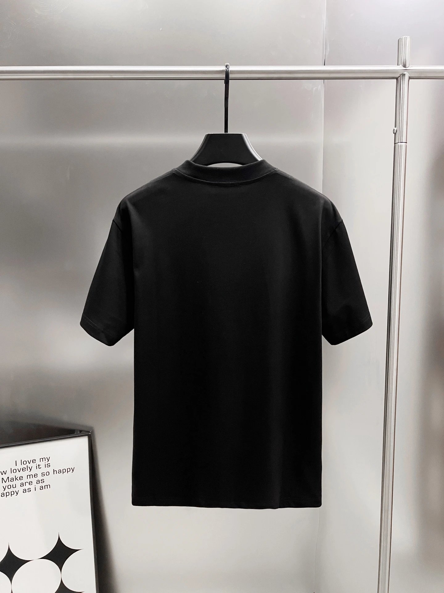 Balenciaga Black Cotton Red Logo T-Shirt