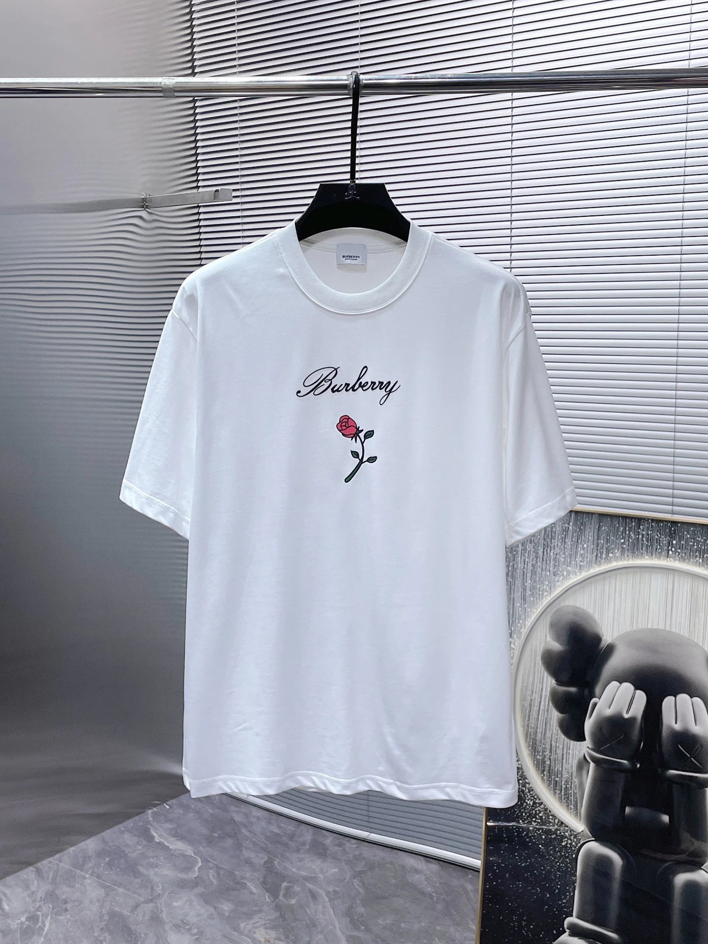 Burberry Men Rose Logo Cotton Casual T-Shirt