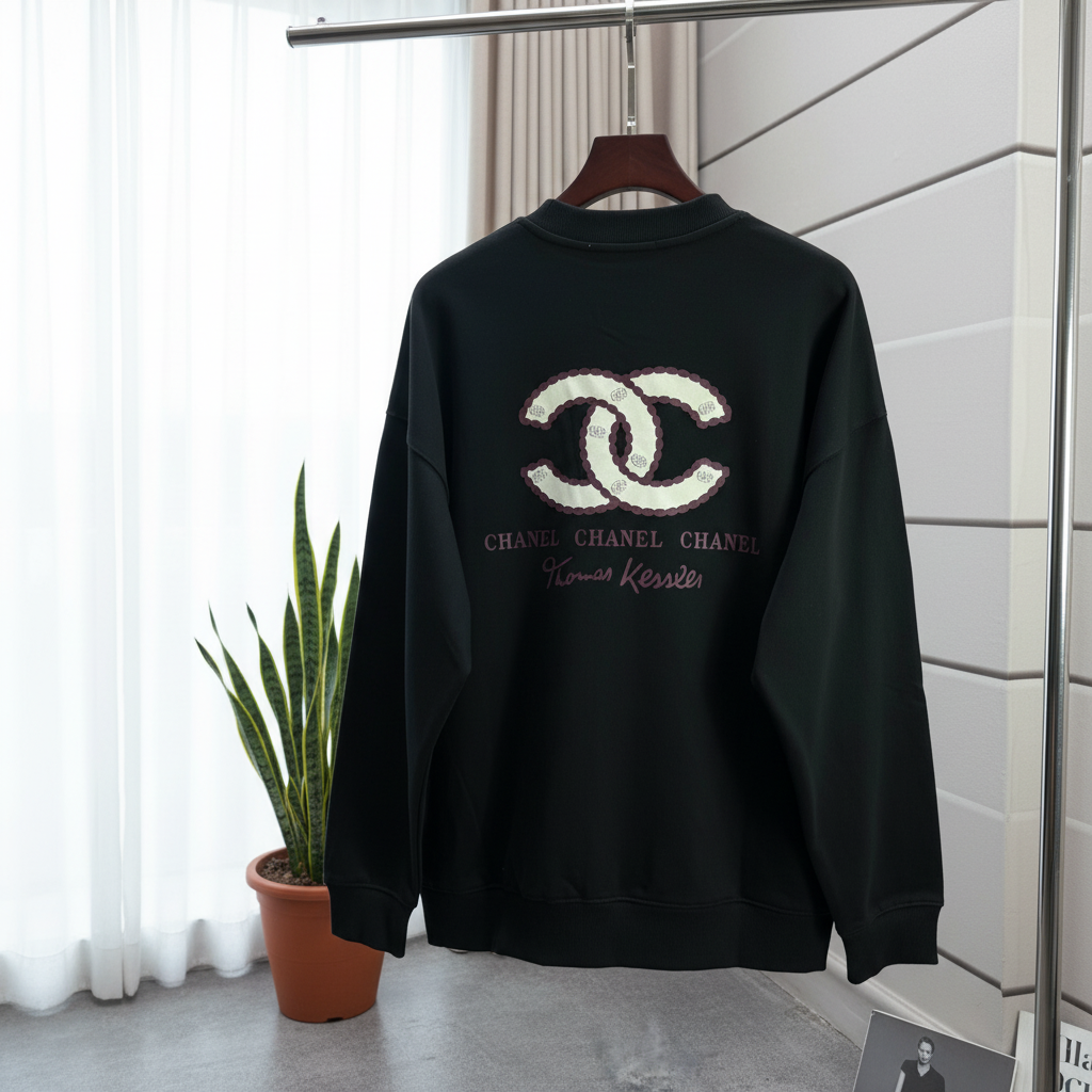 CHANEL Double C Logo Black Unisex Hoodie