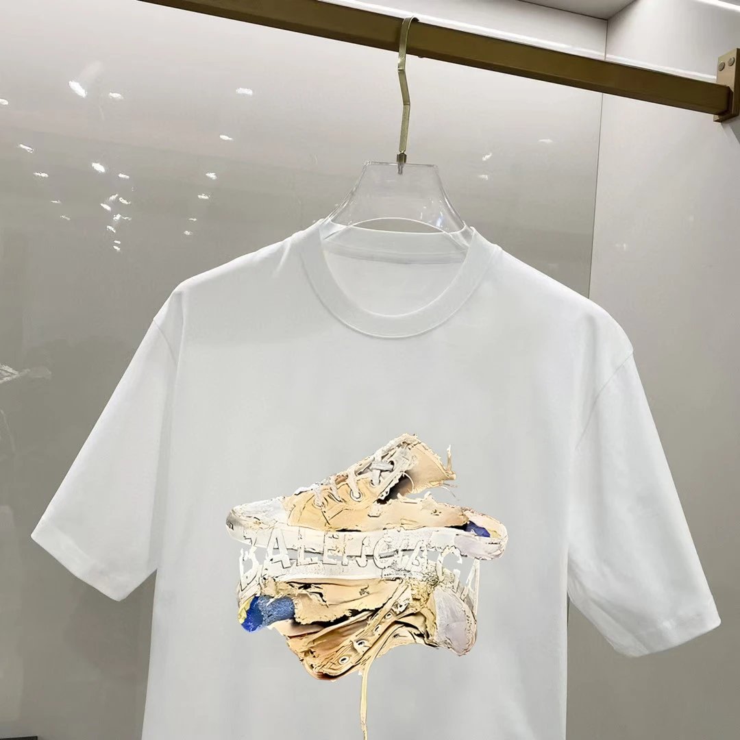 Balenciaga Sneaker Print White Cotton T-Shirt