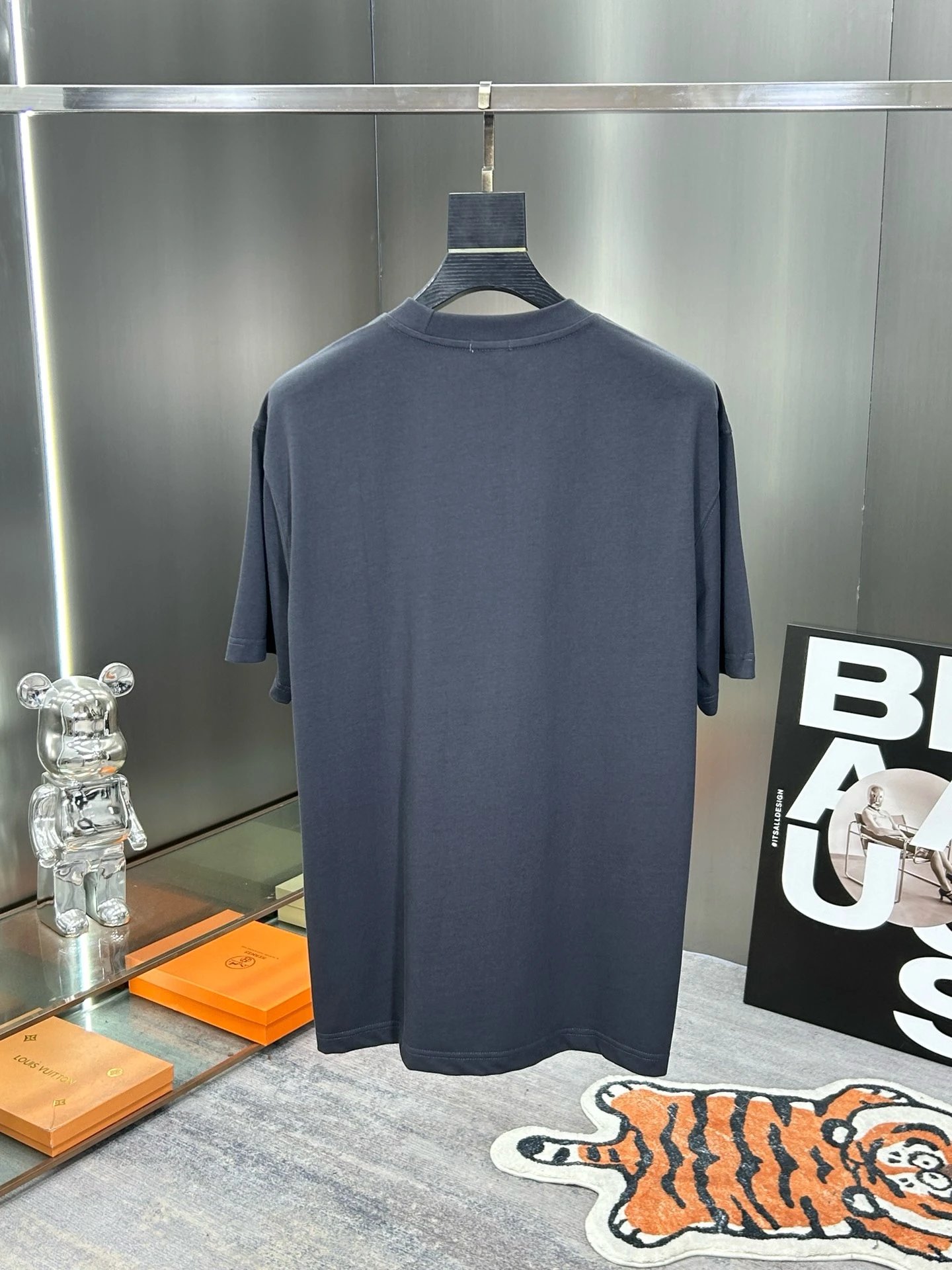 Burberry Black Cotton Teddy Bear Logo T-Shirt