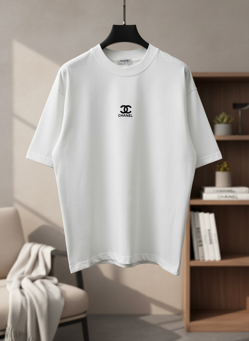 CHANEL Classic White Cotton Logo T-Shirt