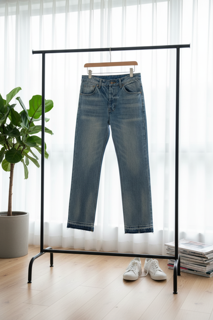 CELINE Light Wash Straight Leg Denim Jeans Men